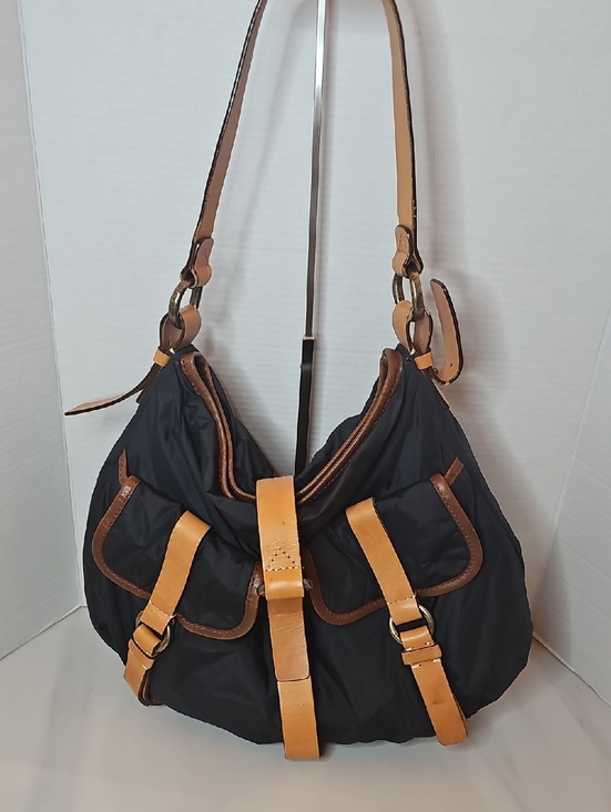 Cole Haan Handbags - Cole Haan Black Shoulder Bag with Tan Leather Accents